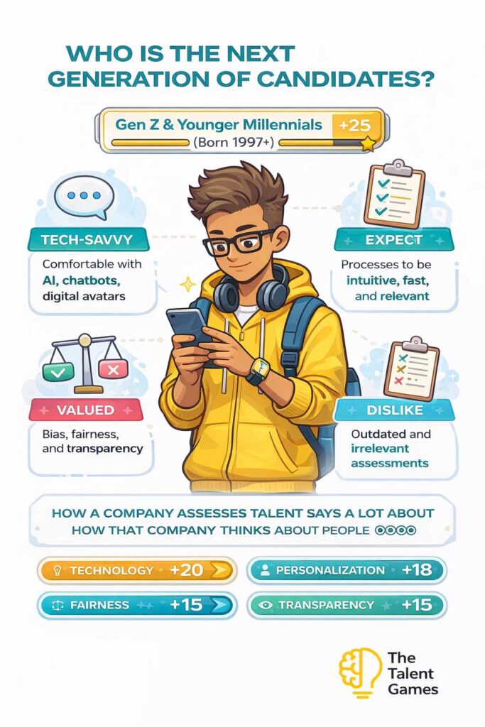 character image of candidate gen z characteristics to create hiring assessments